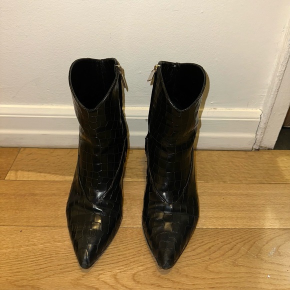 Tibi Black Croc Embossed Booties - Picture 5 of 10